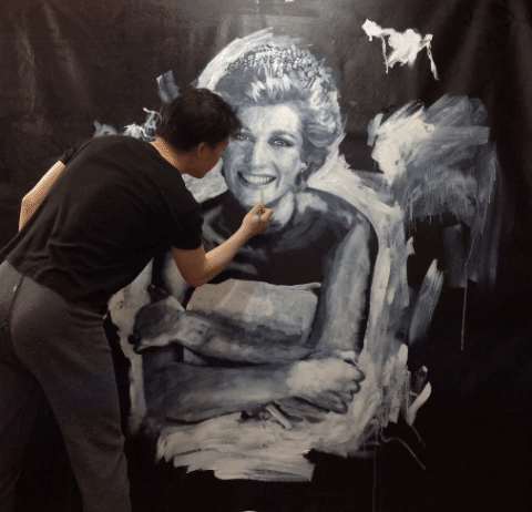 Michael Andrew Law Cheuk Yui's Princess Diana Painting progress gif